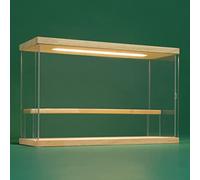 Nonemey Vetrina in Acrilico Trasparente con Luce a Led,2/3/4/5/6 Tier Teca Espositiva di Immagazzinaggio,Organizzatrice Antipolvere Vetrina Espositiva per Collezionismo(Legno, 2Tier-30x11.5x20 cm)