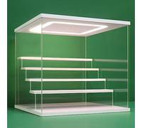 Nonemey Vetrina in Acrilico Trasparente con Luce a Led,2/3/4/5/6 Tier Teca Espositiva di Immagazzinaggio,Organizzatrice Antipolvere Vetrina Espositiva per Collezionismo(Bianco, 5Tier-31.5x31x30 cm)