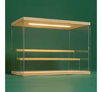 Nonemey Vetrina in Acrilico Trasparente con Luce a Led,2/3/4/5/6 Tier Teca Espositiva di Immagazzinaggio,Organizzatrice Antipolvere Vetrina Espositiva per Collezionismo(Legno, 3Tier 31.5x18x23 cm)
