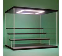 Nonemey Vetrina in Acrilico Trasparente con Luce a Led,2/3/4/5/6 Tier Teca Espositiva di Immagazzinaggio,Organizzatrice Antipolvere Vetrina Espositiva per Collezionismo((Nero, 4Tier-31.5x24.5x26.5 cm)