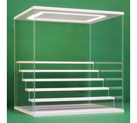 Nonemey Vetrina in Acrilico Trasparente con Luce a Led,2/3/4/5/6 Tier Teca Espositiva di Immagazzinaggio,Organizzatrice Antipolvere Vetrina Espositiva per Collezionismo(Bianco, 6Tier-40x32x42 cm)