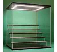 Nonemey Vetrina in Acrilico Trasparente con Luce a Led,2/3/4/5/6 Tier Teca Espositiva di Immagazzinaggio,Organizzatrice Antipolvere Vetrina Espositiva per Collezionismo((Nero, 6Tier-40x32x42 cm)