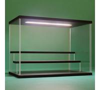 Nonemey Vetrina in Acrilico Trasparente con Luce a Led,2/3/4/5/6 Tier Teca Espositiva di Immagazzinaggio,Organizzatrice Antipolvere Vetrina Espositiva per Collezionismo(Nero, 3Tier-31.5x18x23 cm)
