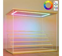 Nonemey Vetrina in Acrilico Trasparente con Luce Led Colorata,3/4/5/6 Tier Teca Espositiva,Organizzatrice Antipolvere Vetrina Espositiva per Collezionismo(Legno, 6Tier-49x30x40 cm)
