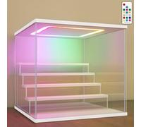 Nonemey Vetrina in Acrilico Trasparente con Luce Led Colorata,3/4/5/6 Tier Teca Espositiva,Organizzatrice Antipolvere Vetrina Espositiva per Collezionismo(Bianca, 5Tier-31.5x31x30 cm)