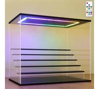Nonemey Vetrina in Acrilico Trasparente con Luce Led Colorata,3/4/5/6 Tier Teca Espositiva,Organizzatrice Antipolvere Vetrina Espositiva per Collezionismo((Nero, 6Tier-49x30x40 cm)