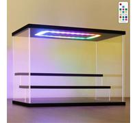 Nonemey Vetrina in Acrilico Trasparente con Luce Led Colorata,3/4/5/6 Tier Teca Espositiva,Organizzatrice Antipolvere Vetrina Espositiva per Collezionismo(Nero, 3Tier-31.5x18x23 cm)