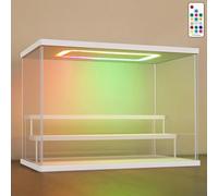 Nonemey Vetrina in Acrilico Trasparente con Luce Led Colorata,3/4/5/6 Tier Teca Espositiva,Organizzatrice Antipolvere Vetrina Espositiva per Collezionismo(Bianca, 3Tier-31.5x18x23 cm)