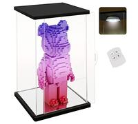 Nonemey Vetrina in Acrilico Trasparente con Luce,Teca Plexiglass per Bearbrick,Modello Antipolvere Vetrina Organizzatore Box,Vetrina Espositiva per Collezionismo Bearbrick (Nero, 25x20x42 cm)