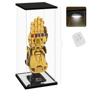 Nonemey Vetrina in Acrilico Trasparente con Luce,Teca Plexiglass per Lego 76191 76223,Modello Antipolvere Vetrina Organizzatore Box,Vetrina Espositiva per Collezionismo (Nero, 15x18x37 cm)