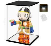 Nonemey Vetrina in Acrilico Trasparente con Luce,Teca Plexiglass per Lego POP Mart,Modello Antipolvere Vetrina Organizzatore Box,Vetrina Espositiva per Collezionismo (Nero, 24x24x35 cm)