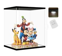 NONEMEY Vetrina in acrilico trasparente con luce telecomandata per oggetti da collezione, antipolvere, scatola organizer per vetrine, vetrina per oggetti da collezione (26 x 24 x 34 cm)