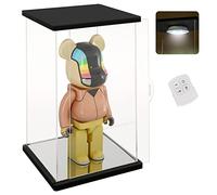 Nonemey Vetrina in Acrilico Trasparente,Teca Plexiglass con Luce per il 400% di Bearbrick,Modello Antipolvere Vetrina Organizzatore Box,Teca Espositiva per Collezionismo (Nero, 15x12x32 cm)
