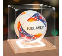 Nonemey Vetrina Pallone da Calcio con Luce,Scatola da calcio in acrilico Protetta dai raggi UV con Legno Base,Vetrina Espositiva per Cimeli Sportivi Autografata Pallavolo Regali di Soccer, 25x25x25 cm