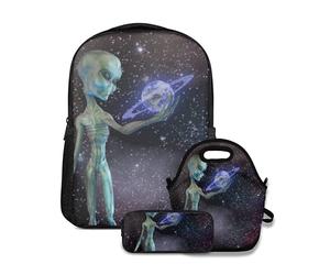 Nongmei Set di zaino per scuola,Ci sono estranei nell'Universo,con borsa per il pranzo e astuccio per la scuola per adolescenti