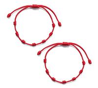 NONGYU 2 cavigliere alla moda con 7 nodi, regolabili, intrecciate, amuleto portafortuna per successo e prosperità, set di gioielli da donna con perle