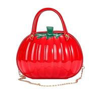 NONGYU 2023 PU Tote Bag Ragazza Donne Halloween Zucca Borsa A Tracolla Tracolla Grande Capacità Tempo Libero Con Catena A Forma Di Zucca Borsa, Rosso, One Size