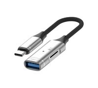 NONGYU Adattatore da USB C a USB 3.0 con lettore di schede di memoria Trasferimento file senza soluzione di continuità Design in alluminio per più dispositivi Adattatore USB C in lega di alluminio