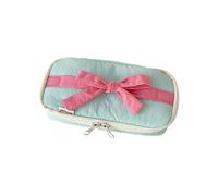 NONGYU Astuccio ad alta capacità con cerniera, organizer multiuso per matite da viaggio, borsa per cosmetici per studenti e donne, organizer per penne in morbido poliestere e cotone, Verde chiaro