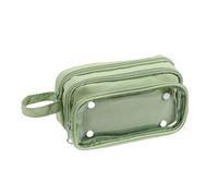 NONGYU Astuccio di grande capacità, multistrato, astuccio staccabile, borsa cosmetica da viaggio, per ufficio, scuola, organizzatori estetici, Verde