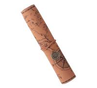NONGYU Astuccio in pelle con motivo mappa retrò, organizer per pennelli da pittura, grande capacità, per ufficio, scuola, viaggi, grande capacità, Caffè chiaro satinato