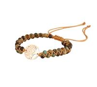 NONGYU Braccialetto intrecciato a doppio strato con turchese africano naturale, design con ciondolo a forma di albero, regolabile per una vestibilità comoda, doppio strato, Misura unica, come