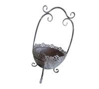 NONGYU Cesto in ferro invecchiato per balconi, vaso da fiori con bordo in pizzo, per sofisticate decorazioni per la casa e da tavolo, cesto portatile per esporre fiori