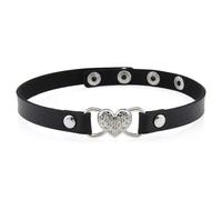 NONGYU Collana versatile in pelle a forma di cuore con strass, perfetta per ogni occasione, evento casual e formale, elegante gioiello da indossare tutti i giorni, Misura unica, come descritto, come