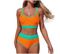 NONGYU Costume da bagno da spiaggia da donna elegante set con imbottitura a vita alta vacanza donna elegante set spiaggia costume da bagno donna elegante set