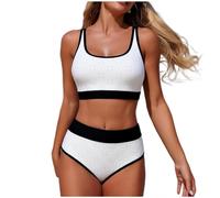 NONGYU Costume da bagno da spiaggia da donna elegante set con imbottitura a vita alta vacanza donna elegante set spiaggia costume da bagno donna elegante set