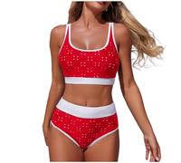 NONGYU Costume da bagno da spiaggia da donna elegante set con imbottitura a vita alta vacanza donna elegante set spiaggia costume da bagno donna elegante set