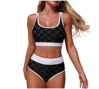 NONGYU Costume da bagno da spiaggia da donna elegante set con imbottitura a vita alta vacanza donna elegante set spiaggia costume da bagno donna elegante set