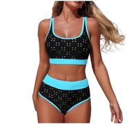 NONGYU Costume da bagno da spiaggia da donna elegante set con imbottitura a vita alta vacanza donna elegante set spiaggia costume da bagno donna elegante set