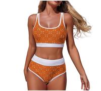 NONGYU Costume da bagno da spiaggia da donna elegante set con imbottitura a vita alta vacanza donna elegante set spiaggia costume da bagno donna elegante set
