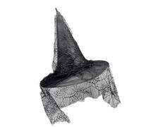 NONGYU Dark Witch Hat Wizard Comodo per attività all'aperto e feste unico nero web foto puntelli Halloween per le donne