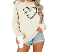NONGYU Felpa da donna con stampa a lettere bella camicia pullover girocollo manica lunga pullover top casual grafica t-shirt streetwear manica lunga felpa con cappuccio top, Albicocca, M