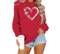 NONGYU Felpa da donna con stampa a lettere bella camicia pullover girocollo manica lunga pullover top casual grafica t-shirt streetwear manica lunga felpa con cappuccio top, Rosso, L