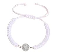 NONGYU Lunghezza regolabile Benedict incrociato con dettagli in acciaio inossidabile intrecciato a mano per Faith accessorio unisex corda intrecciata regolabile, Misura unica, come descritto