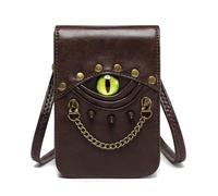NONGYU Marsupio medievale vintage con rivetti borchiati Devil Eye catena in metallo marsupio piccola tracolla laterale borsa da cintura per donna, Marrone, As shown in the picture (error 1-3cm)