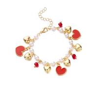 NONGYU Moda donna alla moda con 3D fragola ciliegia cuore e perle perline fascino regolabile abbigliamento casual abbigliamento casual, as shown, lega metall