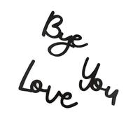 NONGYU Modern Love You Bye - Set di targhe in legno nero per la casa, con scritta in lingua inglese "Love You Bye", per esprimere calore e affetto, per familiari e amici