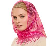 NONGYU Sciarpe in pizzo con nappe velate per vacanze al mare e attività all'aperto, bandane per feste da donna, scialle, sciarpa Madrassa, Rosso rosato, Taglia unica