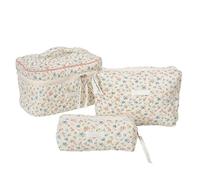 NONGYU Set di 3 trousse da viaggio elegante e conveniente, organizer per articoli da toeletta per viaggiatori, professionisti e studenti, Set di tre pezzi con fiori blu e rosa, As shown in the picture