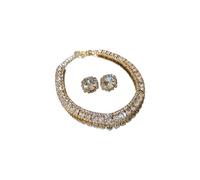 NONGYU Set di gioielli in rame luccicante con borchie in zirconia cubica, design leggero per feste e uso quotidiano, set di gioielli in rame per donne, Misura unica, come descritto, come descritto