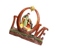 NONGYU Statua in resina con presepe e lettera con luce a LED per case di campagna religiose accento per la casa per meditazioni Ornamento spaziale in resina accessori per la stanza di preghiera