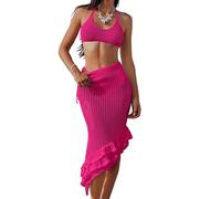 NONGYU Tankini da donna senza maniche e gonna a tre strati con dettaglio scavato fuori costume da bagno per viaggi e attività di nuoto copertura spiaggia