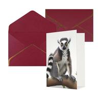 NONHAI Biglietti di auguri con buste Thinking of You, biglietti vuoti con lemuri con coda ad anello, biglietti di auguri per compleanno, baby shower, congratulazioni, matrimonio, ringraziamento, tutte