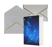 NONHAI Biglietti di auguri con buste Thinking of You, biglietto bianco con note musicali blu, biglietti di auguri per compleanno, baby shower, congratulazioni, matrimonio, ringraziamento, tutte le