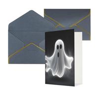 NONHAI Biglietti di auguri con buste Thinking of You, biglietto bianco nero e fantasma di Halloween, biglietti di auguri per compleanno, baby shower, congratulazioni, matrimonio, ringraziamento, tutte
