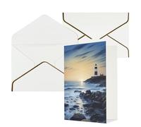 NONHAI Biglietti di auguri con buste Thinking of You, biglietto di auguri vuoto con il faro sul mare, biglietti di auguri per compleanno, baby shower, congratulazioni, matrimonio, ringraziamento